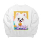 Pom-Dog'sの清楚系白ポメ　ポメ子 Big Crew Neck Sweatshirt