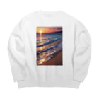 sawatchの浜辺の夕日 Big Crew Neck Sweatshirt