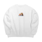 Auraのぱくぱくネコちゃん Big Crew Neck Sweatshirt