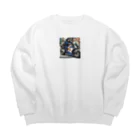 もふもふの市民の安全を守る白バイ隊員 Big Crew Neck Sweatshirt