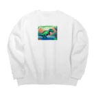 iikyanの恐竜58　ネプチュノサウルス Big Crew Neck Sweatshirt