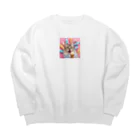 猫雑貨屋　ねこまろのアイスを食べた猫 Big Crew Neck Sweatshirt