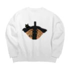 小鳥と映画館のカゴバッグと黒猫 Big Crew Neck Sweatshirt