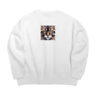 kindonesiaのドット絵のメインクーン Big Crew Neck Sweatshirt