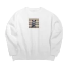 kindonesiaのドット絵のブリティッシュショートヘア Big Crew Neck Sweatshirt