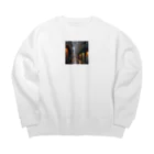 ぼちぼちぼっちの雨上がりの路地裏 Big Crew Neck Sweatshirt