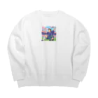 ほっこりグッズBASEのワールドカップ優勝を夢見るサッカー少年 Big Crew Neck Sweatshirt