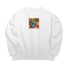 mofu mofu309のピザ食べるインコ Big Crew Neck Sweatshirt