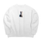 どどめの3D猫 Big Crew Neck Sweatshirt