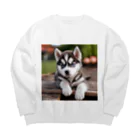 Kybeleのシベリアンハスキーの子犬のグッズ Big Crew Neck Sweatshirt