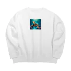 KEIZOKUの可愛らしい天使のような海ガメのイラストグッズ Big Crew Neck Sweatshirt