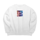 anazawaの白き翼、黒き翼。その手に抱くは愛しの君! Big Crew Neck Sweatshirt