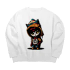 めんぼうさんやのちびネコ Big Crew Neck Sweatshirt