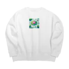 レインボーグリッターのハスの葉と花びら Big Crew Neck Sweatshirt