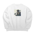 yukikinoの侍ドクロ Big Crew Neck Sweatshirt