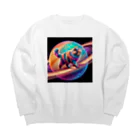 ニャーちゃんショップのスペースキャット Big Crew Neck Sweatshirt