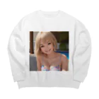 yosshi.designersのAI美女ちゃんアイテム Big Crew Neck Sweatshirt