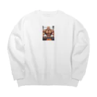 保護犬ミミの筋肉大好き Big Crew Neck Sweatshirt