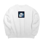 あにどっとの白い犬のドット絵 Big Crew Neck Sweatshirt