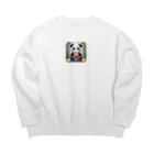 chikarabizのかわいいパンダ、イラストのグッズ Big Crew Neck Sweatshirt