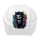 めんぼうさんやのちびネコ Big Crew Neck Sweatshirt