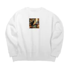 0416artのラッキーキャット！ Big Crew Neck Sweatshirt