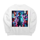 Hayate Kawakami オリジナルの般若女子高生 Big Crew Neck Sweatshirt