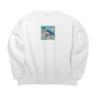 ❤︎cute❤︎のbeautiful blue bird Big Crew Neck Sweatshirt