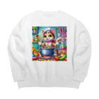 ニャーちゃんショップのクッキングキャット Big Crew Neck Sweatshirt