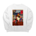 saitosekaiのお江戸ガーリー Big Crew Neck Sweatshirt