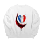 WINE 4 ALLの国旗とグラス：フランス（衣類） Big Crew Neck Sweatshirt