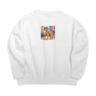 candokysの街ゆくDOG Big Crew Neck Sweatshirt