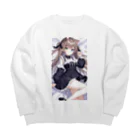 WAKEN0709の猫耳ゴスロリ美少女 Big Crew Neck Sweatshirt