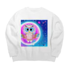 Moichi Designs Shop-2023のフクロウの宇宙飛行士 Big Crew Neck Sweatshirt