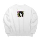 capcat1919のハチワレ白黒猫とオキザリス Big Crew Neck Sweatshirt