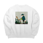 おかず屋の雨でも水やりおじさん Big Crew Neck Sweatshirt