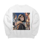 petitringo -プチリンゴ-のネオトウキョウ少女サキ Big Crew Neck Sweatshirt