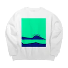 やさしい植木鉢屋さんのネコお尻ダチ_#1_背景 Big Crew Neck Sweatshirt