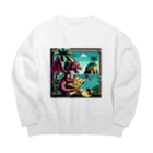 Pixel Questのピクセルクエスト・ドレイコ Big Crew Neck Sweatshirt