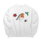 森図鑑の[森図鑑] クリスマスロビン(西洋こまどり)A Big Crew Neck Sweatshirt