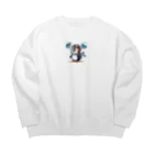 JUN-yの空を飛びたいペンギン Big Crew Neck Sweatshirt