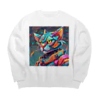 629_CAT_ARTのカラフルメカキャット Big Crew Neck Sweatshirt