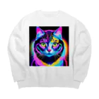 629_CAT_ARTのカラフルサイバーキャット vol2 Big Crew Neck Sweatshirt