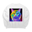 629_CAT_ARTのカラフルサイバーキャット vol3 Big Crew Neck Sweatshirt