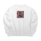 ひとやすみ　らいふのサイケな犬 Big Crew Neck Sweatshirt