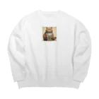 machakooのぽっちゃり猫 Big Crew Neck Sweatshirt