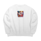 動物大好き＠たつまるのトナカイパンダとサンタはいつも仲良し Big Crew Neck Sweatshirt