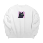 73GTCのかっこいい黒猫3 Big Crew Neck Sweatshirt