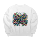 姫とすずり。のハンガー絡め Big Crew Neck Sweatshirt