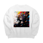 エクレア【eclair】AIイラスト×オリジナルグッズの日光浴 Big Crew Neck Sweatshirt